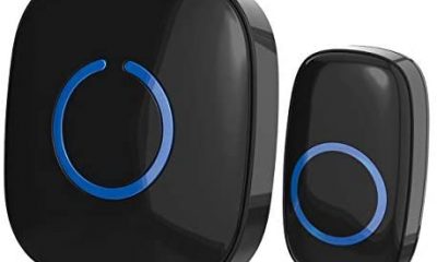 SadoTech Black Wireless Doorbell & Chime For Home - Model C - 1 Push-Button Ringer, 1 Sound Receiver - Battery Operated, Waterproof, Long Range, 52 Door Bell Sounds, 4 Volumes