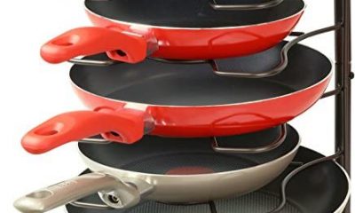 SimpleHouseware Kitchen Cabinet Pantry Pan and Pot Lid Organizer Rack Holder, Bronze