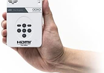 AAXA Technologies KP-101-01 AAXA LED Pico Micro Video Projector - Pocket Size Portable Mobile Mini Projector with mini-HDMI, built-in Media Player & Speakers, 3.5mm Aux Out, Micro SD/USB readers and 80 Min Lithium-Ion Battery