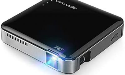 APEMAN M4 Mini Portable Projector, Video DLP Pocket Projector for Home and Outdoor Entertainment, Support 1080P HDMI Input Built-in Rechargeable Battery Stereo Speakers with Upgraded 360° Tripod