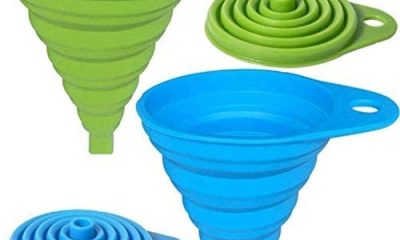 AxeSickle Silicone Collapsible Funnel 2 Pcs Folding Funnel, Blue Green.