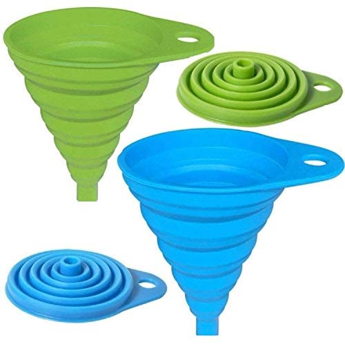 AxeSickle Silicone Collapsible Funnel 2 Pcs Folding Funnel, Blue Green.