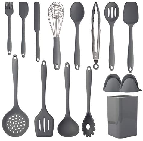 Cooking Utensils Set,Silicone Kitchen Utensil Set 15PCS,Non-Stick Silicone Kitchen Utensils,Heat Resistant 446°F Gadgets Cookware Set,Best Kitchen Tool Set,kitchen essentials for new home(Non Toxic)