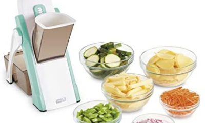 DASH Safe Slice Mandoline Slicer, Julienne + Dicer for Vegetables, Meal Prep & More with 30+ Presets & Thickness Adjuster, Presets, Aqua