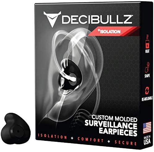 Decibullz Custom Molded Security Radio Surveillance Earpiece Set, Thermo-Fit Designed for Clear Acoustic Tube Radios, +Isolation