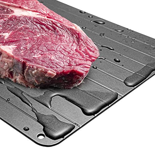 GAFICHEF Defrosting Tray, High Density Aviation Aluminum Thawing Plate for Defrosting Frozen Food, Quicker Safer Way to Defrost Meat Pork Beef Fish ，No Chemicals, No Microwave