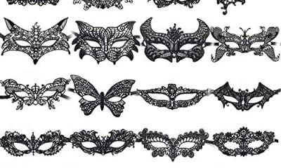 Hub's Gadget 20 Pieces Lace Mask Masquerade, Venetian Eyemask Sexy Lady Lace Mask for Halloween Carnival Party Ball Costume, Black