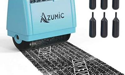 Identity Theft Protection Roller Stamp 6 Pack Refills - Confidential Address Blocker Anti Theft Prevention Stamps - by Azumic (Light Blue)