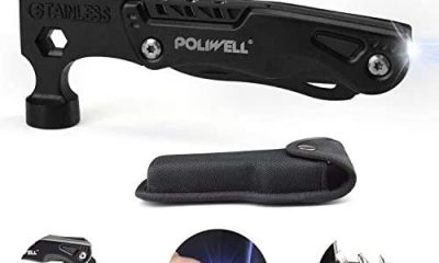 Survival Hammer Multitool with LED Light Camping Accessories 12 in 1 Outdoor Emergency Gear Portable Vehicle Escape Tool Stainless Cool Gadgets Idea Gifts for Dad Husband Boyfriend Men Women