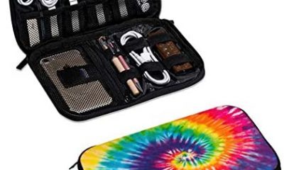 3D Tie Dye Electronics Organizer, Digital Gadget Organizers Cable Bag Pencil Case Accessories Double Layer Travel Cable Storage Bag for Cable,Portable Hard Drives,USB,Earphones,Power Banks M Thick