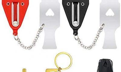 Beetwo Portable Door Lock, 2 Pack Security Travel Lock, AirBNB Lock with Door Opener Tool for Security Home,Traveling, School, Hotel, Apartment