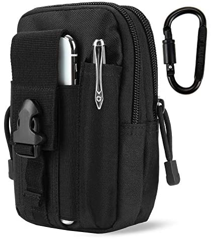 DOUN Outdoor Tactical Waist Bag EDC Molle Belt Waist Pouch Security Purse Phone Carrying Case for iPhone 8 plus Galaxy Note 9 S9 Or Less than 6.2 inches Smartphone - Black