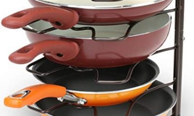 DecoBros Kitchen Counter and Cabinet Pan Organizer Shelf Rack, Bronze