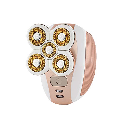 Desfaidy Electric Razor for Women 5 in 1 4D Rotary Shaver and Grooming Kit for Bald Head Dry&Wet Waterproof Five-Headed Beard, Nose, Hair Trimmer USB Cordless Charging