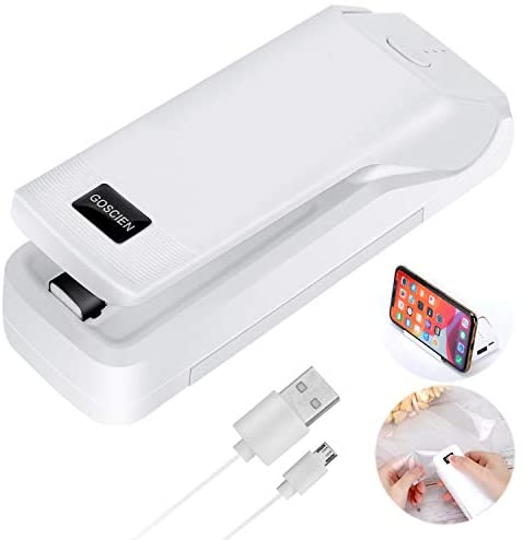 GOSCIEN Mini Bag Sealer Chargeable Portable Quick 2 in 1 Sealer for Plastic Mini Handheld Heat Sealer for Food Kitchen Sealing Resealer for Chip Bags, Plastic Bags, Snack Bags
