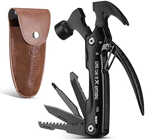 Gifts for Men Dad Father's Day Husband Boyfriend Multitool - UPGRADED 12 in 1 Stainless Steel Multi Tool with Hammer, Plier, Screwdrivers, Saw, Bottle Opener - Gadgets for Household, Garden, Camping