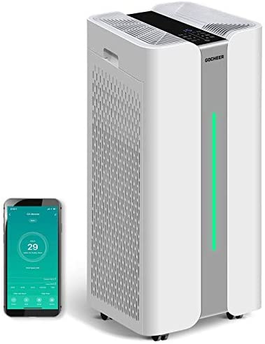 Gocheer Air Purifier for Large Room CADR 1,000 Covers 2,500 Sq ft Dual Drive 4-in-1 H13 True HEPA Filters Smart Air Cleaner for Home Eliminate Smoke Dust Pollen Mold Pet Dander Allergens Gases