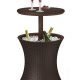 Keter Pacific Cool Bar Outdoor Patio Furniture and Hot Tub Side Table with 7.5 Gallon Beer and Wine Cooler, Brown