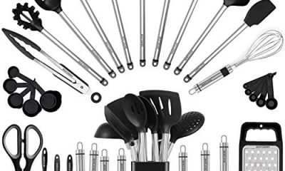 Kitchen Utensil Set-Silicone Cooking Utensils-33 Kitchen Gadgets & Spoons for Nonstick Cookware-Silicone and Stainless Steel Spatula Set-Best Kitchen Tools, Useful Pots and Pans Accessories