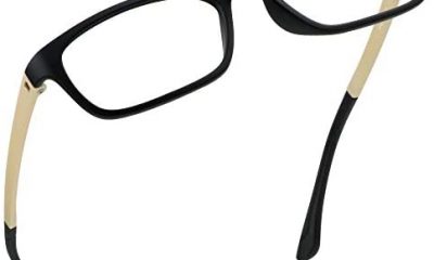 LifeArt Blue Light Blocking Glasses, Anti Eyestrain, Computer Reading/Gaming/TV Glasses for Women and Men, Anti UV, Anti Glare (Black&Yellow, No Magnification)