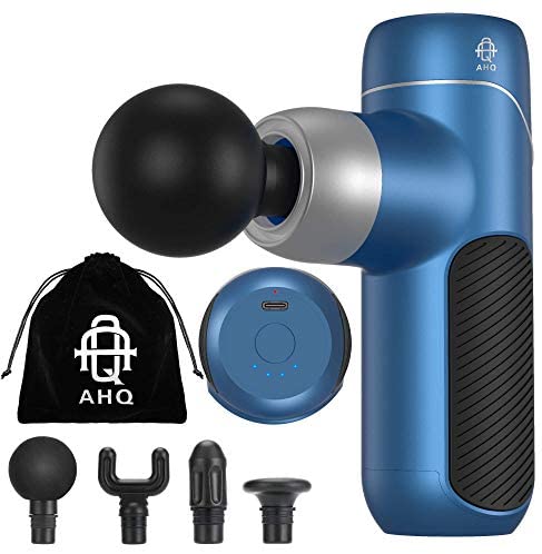 Mini Massage Gun, AHQ Percussion Massager Gun for Athletes Deep Tissue Massage Device Muscle Massager Professional for Pain Relief with 4 Massage Heads 4 Speed High-Intensity Vibration Rechargeable
