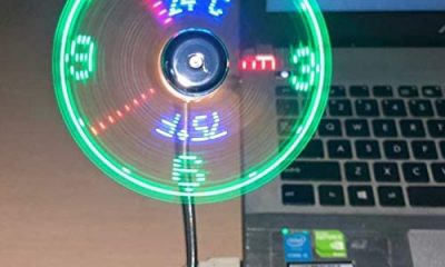 New USB Clock Fan with Real Time Clock and Temperature Display Function,Silver,1 Year Warranty (Temperature and Clock)