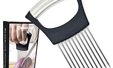 Onion Slicer, Onion Cutter Holder, Lemon Potato Tomato Slicer, Vegetable Stalking Fork, Meat Tenderer, Stainless Steel Kitchen Slicer