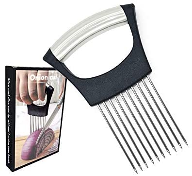 Onion Slicer, Onion Cutter Holder, Lemon Potato Tomato Slicer, Vegetable Stalking Fork, Meat Tenderer, Stainless Steel Kitchen Slicer