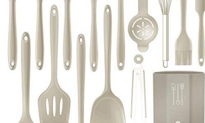 Silicone Cooking Utensils Set - 446°F Heat Resistant Kitchen Utensils,Turner Tongs,Spatula,Spoon,Brush,Whisk.Kitchen utensil Gadgets Tools Set for Nonstick Cookware.Dishwasher Safe (BPA Free)