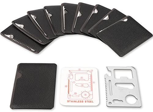 Stainless Steel 11 in 1 Beer Opener Survival Card Tool Fits Perfect in Your Wallet (10 pack)