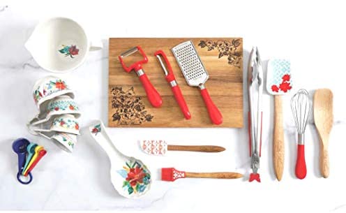 The Pioneer Woman 20 Piece Gadget Set Vintage Design (Red Spring Bouquet)