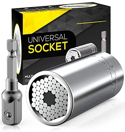 Universal Socket Tools Gifts for Men Dad, Multi-Function Ratchet Wrench Power Drill Adapter, Cool Gadgets Father's Day Gifts for DIY Handyman, Father, Husband, Boyfriend, Him, 2PC Set (7-19mm)