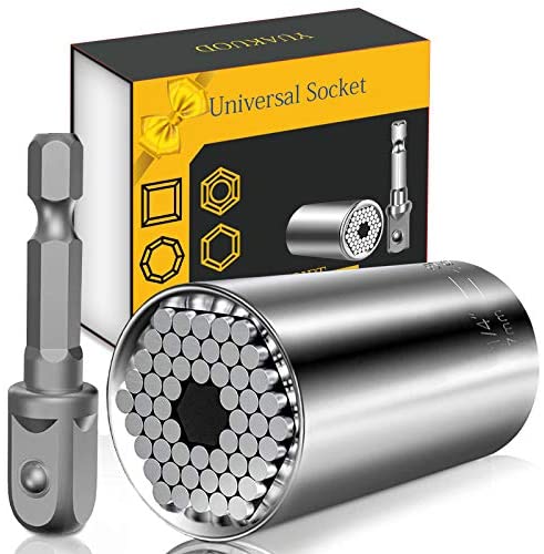 Universal Socket Tools Gifts for Men Dad - Socket Set with Power Drill Adapter, Super Universal Socket Grip Gadgets for Men, Tool for Men Women Husband Boyfriend, Stocking Stuffers for Men(7-19mm)