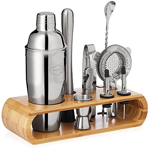Urban Cave Gear 10-Piece Mixology Bartender Kit with Stand - Martini Cocktail Shaker Set and Bartending Kit for Amazing Drink Mixing Experiences - Perfect Home Bar Set and Bar Tools
