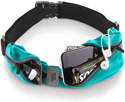 sport2people Running Belt USA Patented - Hands-Free Workout Fanny Pack - iPhone X 8 11 12 Pro Buddy Pouch for Runners - Freerunning Reflective Waist Pack Phone Holder - Fitness Gear Accessories