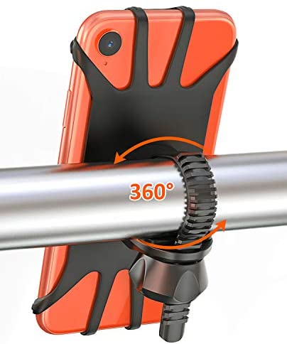 Bovon Bike Phone Mount, 360 Rotatable Adjustable Universal Silicone Motorcycle Phone Mount Bicycle GPS Units Holder, Compatible with iPhone 12 Pro Max/12 mini/12/11 Pro Max/XS MAX/XR/8, Samsung S20