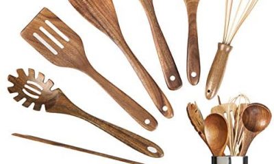 Wooden Kitchen Utensil Set,Wood Utensils Cooking Set Organic Teak Wood Spoons for Cooking,Spatulas Non-Stick for Cookware Kitchen Gadgets (8)