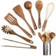 Wooden Kitchen Utensil Set,Wood Utensils Cooking Set Organic Teak Wood Spoons for Cooking,Spatulas Non-Stick for Cookware Kitchen Gadgets (8)