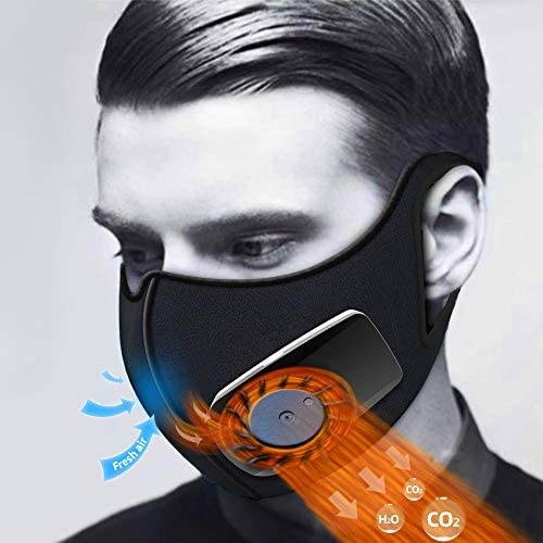 Fashion Exhaust Fan for Maskes ,for Outdoor Sports, Party,Weeding, Cycling, Running, Mountaineering, Housework, Travel (Black Fan,Full Set)