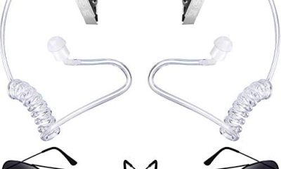 Gejoy 4 Pieces Playing Cosplay Toy Includes Earpiece Earplugs Acoustic Tube Headset and Sunglasses