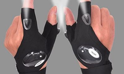 LED Flashlight Glove Gifts for Men Father Day Outdoor Fishing Gloves Dad Men Gifts with Stretchy Strap Screwdriver for Repairing Cars Night Running Fishing Camping Hiking in Dark Place (1 Pair)