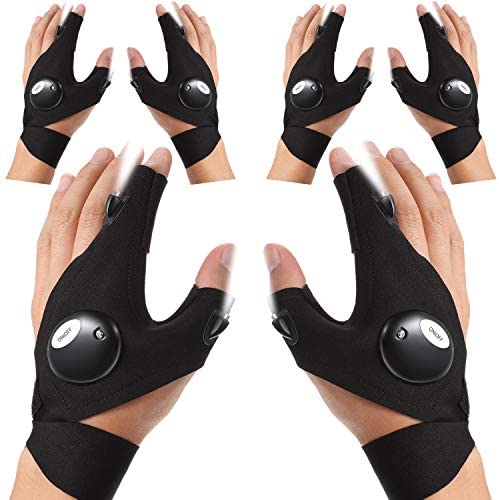 LED Flashlight Gloves Light Fingerless Outdoor Fishing Gloves Tool Gadgets Gifts for Repairing Working in Places for Men Women Fishing Camping Hiking and Outdoor Activities (3)