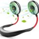 Portable Hanging Neck Sports Fan, Hands Free USB Rechargeable Personal Wearable Neckband Fan Battery Operated with 3 Level Air Flow Headphone Design for Travel Outdoor Office Home Sports
