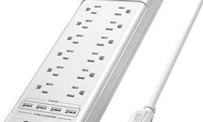 Power Strip, Witeem Surge Protector with 12-Outlet (1875W/15A, 4360Joules) and 4 USB Charging Ports (5V/6A, 30W), 6Ft Extension Cord, Wall Mountable Overload Protection Outlet for Home & Office, White