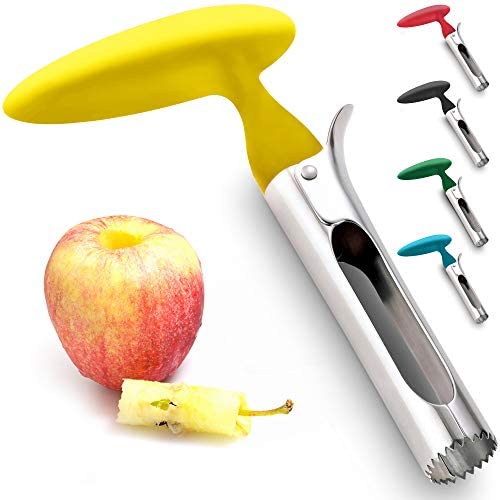 Premium Apple Corer - Easy to Use Durable Apple Corer Remover for Pears, Bell Peppers, Fuji, Honeycrisp, Gala and Pink Lady Apples - Stainless Steel Best Kitchen Gadgets Cupcake Corer - Zulay Yellow