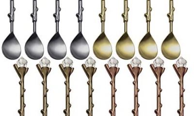 Retro Coffee Tea Mini Ice Cream Dessert Crystal Spoon Tea Spoons Fancy Little Spoons Scoop Crystal Head Stirring Spoons Dessert Ice Cream Scoop for Cafe Home Office Bar Gadgets, 4 Colors (16 Pieces)