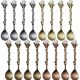 Retro Coffee Tea Mini Ice Cream Dessert Crystal Spoon Tea Spoons Fancy Little Spoons Scoop Crystal Head Stirring Spoons Dessert Ice Cream Scoop for Cafe Home Office Bar Gadgets, 4 Colors (16 Pieces)