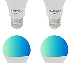 SYLVANIA Wifi LED Smart Light Bulb, 60W Dimmable Full Color A19, Works with Alexa and Google Home Only - 4 Pack (75764)