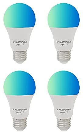 SYLVANIA Wifi LED Smart Light Bulb, 60W Dimmable Full Color A19, Works with Alexa and Google Home Only - 4 Pack (75764)