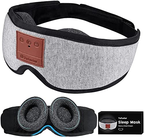 Sleep Headphones Bluetooth Sleep Mask Birthday Gifts, Tufusiur 2021 Adjustable Eye Cups Wireless Music Eye Mask for Sleeping for Side Sleepers, Christmas Gadgets for Women Men for Travel, Meditation